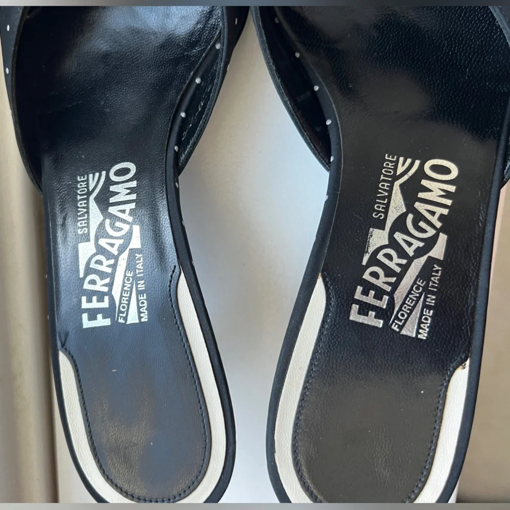 Salvatore Ferragamo Black Polka Dot Mules - Picture 5 of 13